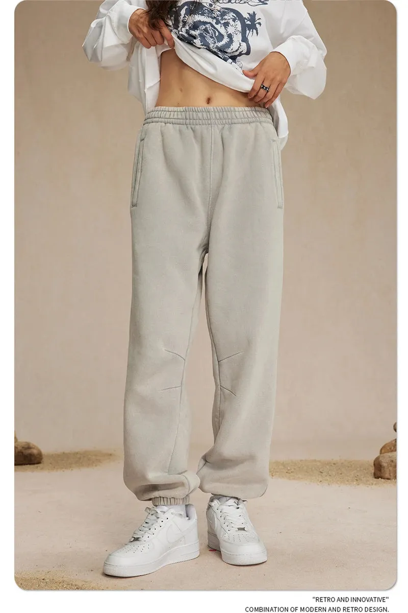 Obsidian Phoenix Luxury 360gsm Batik Washed Fleece Sweatpants - Unisex Loose-Fit Warm Drawstring Joggers