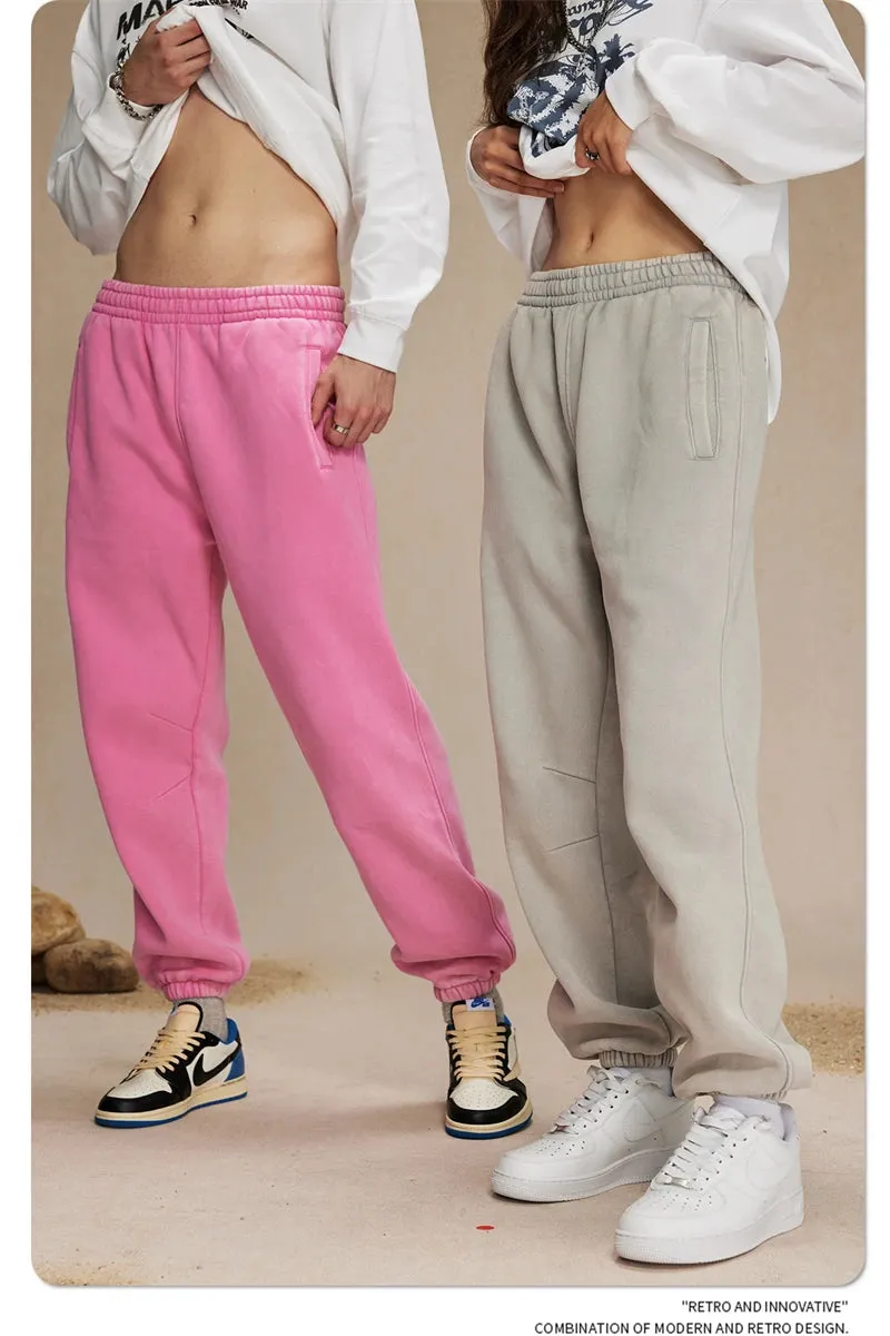 Obsidian Phoenix Luxury 360gsm Batik Washed Fleece Sweatpants - Unisex Loose-Fit Warm Drawstring Joggers