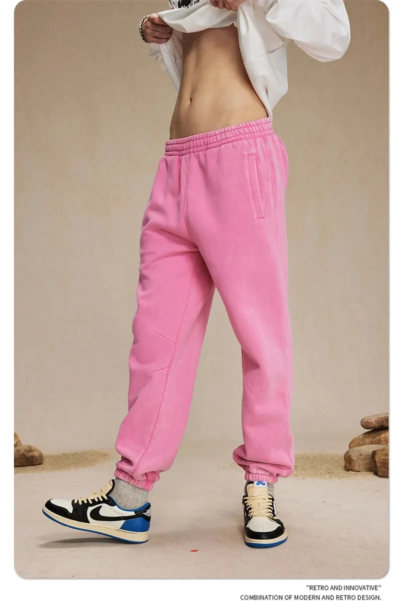 Obsidian Phoenix Luxury 360gsm Batik Washed Fleece Sweatpants - Unisex Loose-Fit Warm Drawstring Joggers