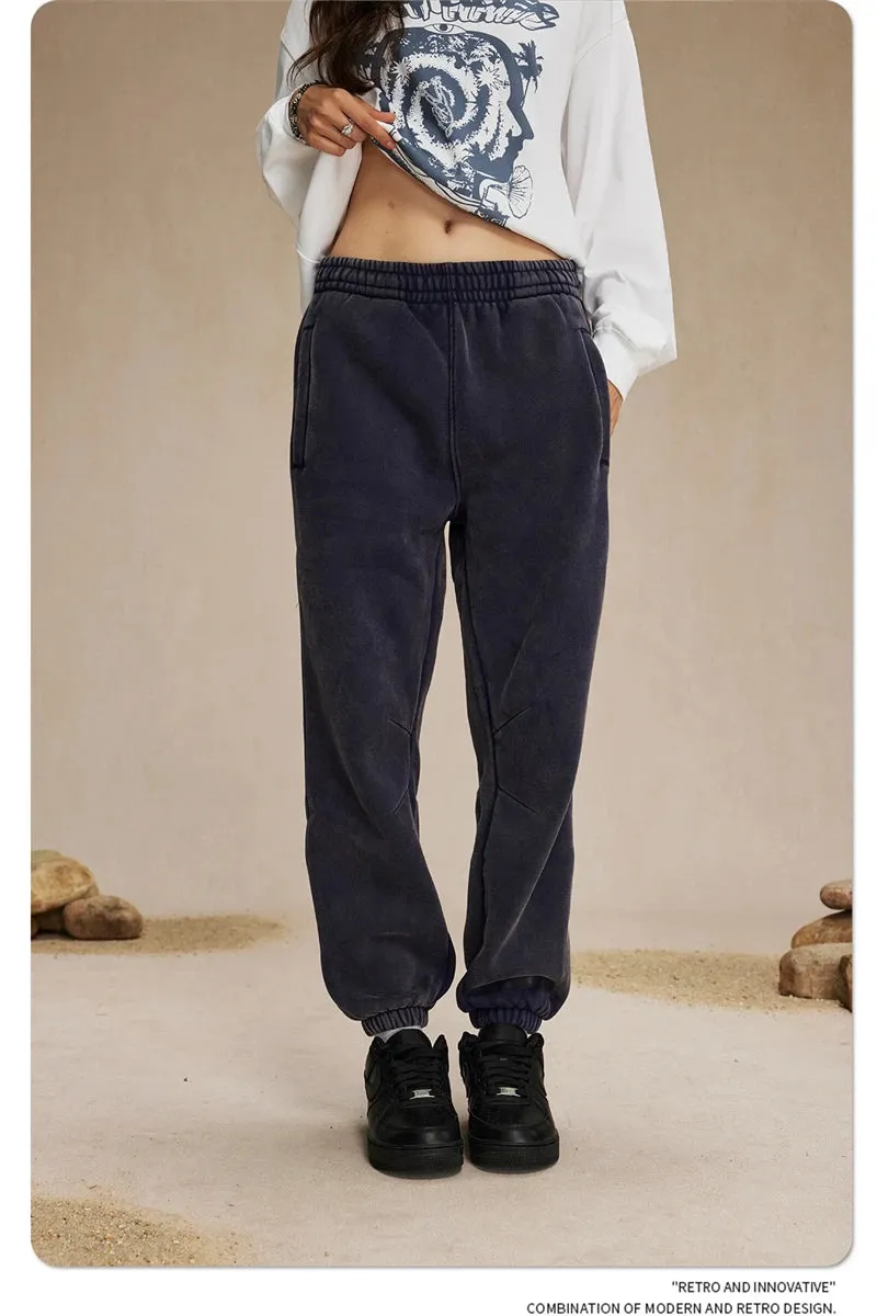 Obsidian Phoenix Luxury 360gsm Batik Washed Fleece Sweatpants - Unisex Loose-Fit Warm Drawstring Joggers