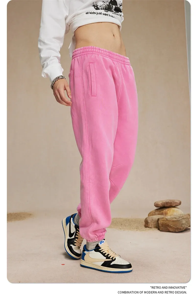 Obsidian Phoenix Luxury 360gsm Batik Washed Fleece Sweatpants - Unisex Loose-Fit Warm Drawstring Joggers