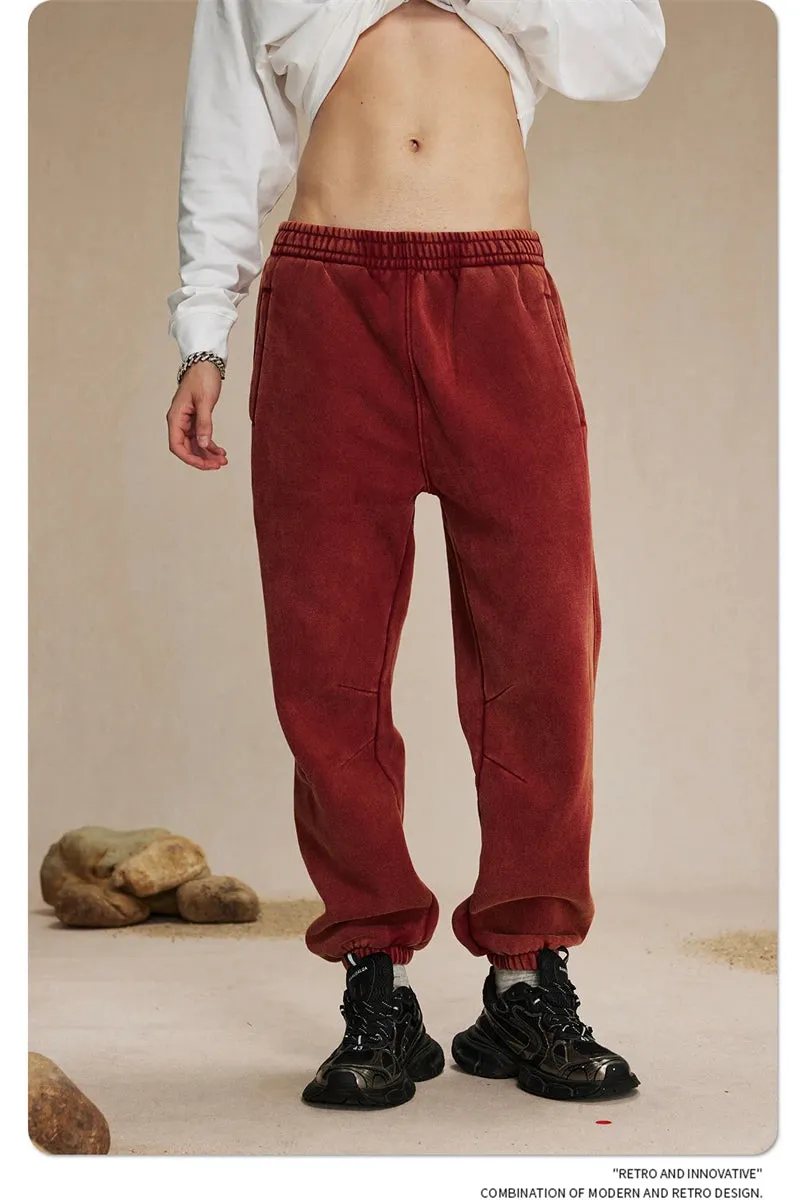 Obsidian Phoenix Luxury 360gsm Batik Washed Fleece Sweatpants - Unisex Loose-Fit Warm Drawstring Joggers