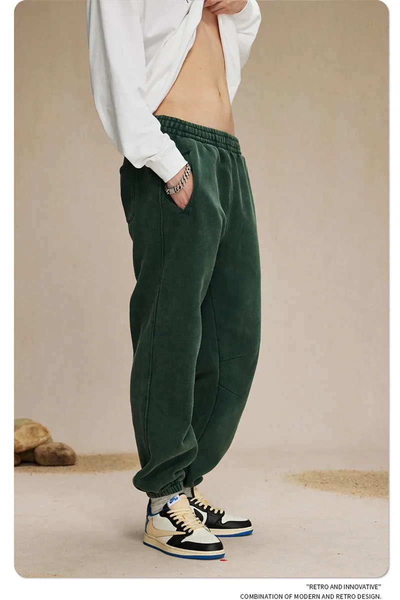 Obsidian Phoenix Luxury 360gsm Batik Washed Fleece Sweatpants - Unisex Loose-Fit Warm Drawstring Joggers
