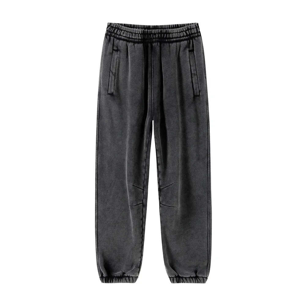 Obsidian Phoenix Luxury 360gsm Batik Washed Fleece Sweatpants - Unisex Loose-Fit Warm Drawstring Joggers