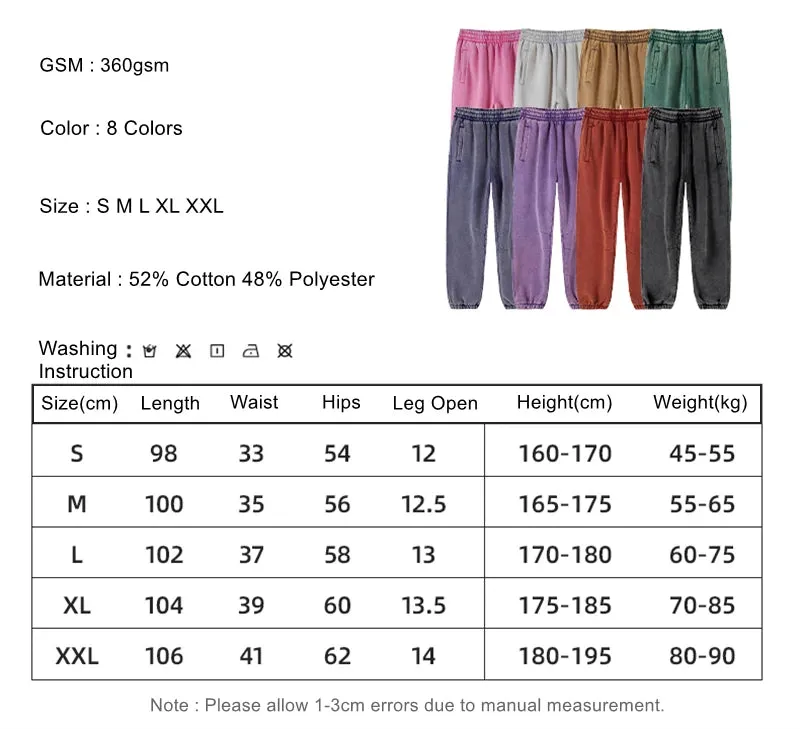 Obsidian Phoenix Luxury 360gsm Batik Washed Fleece Sweatpants - Unisex Loose-Fit Warm Drawstring Joggers