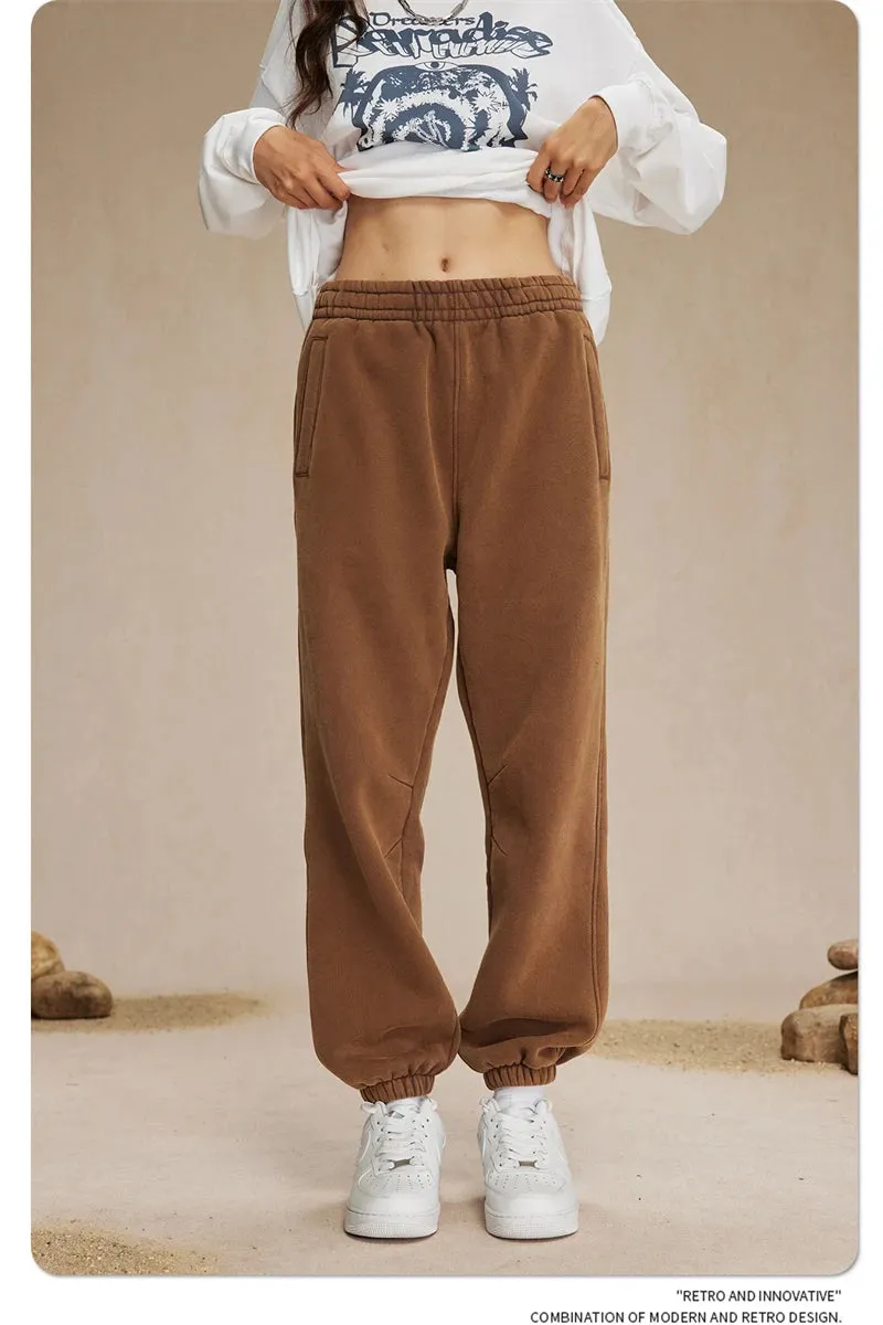 Obsidian Phoenix Luxury 360gsm Batik Washed Fleece Sweatpants - Unisex Loose-Fit Warm Drawstring Joggers