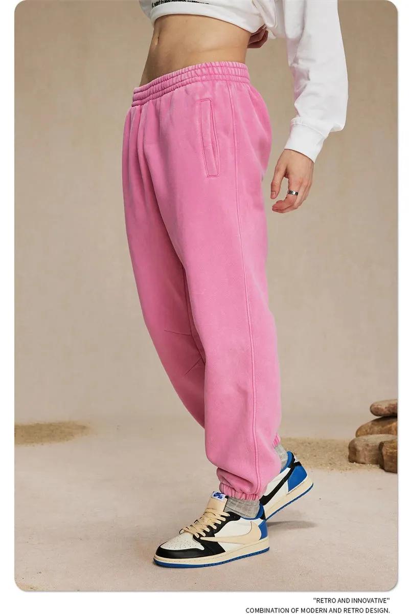 Obsidian Phoenix Luxury 360gsm Batik Washed Fleece Sweatpants - Unisex Loose-Fit Warm Drawstring Joggers