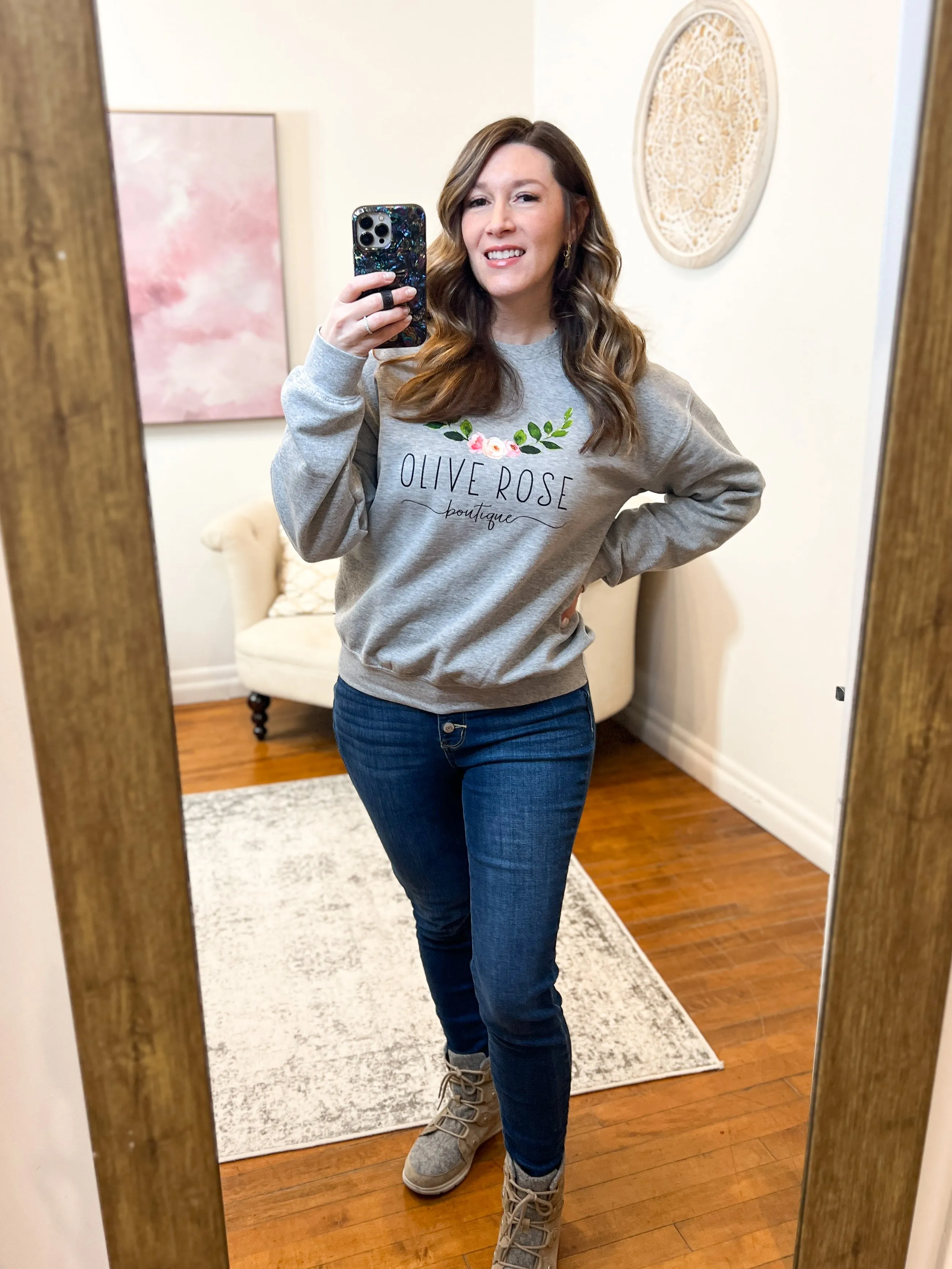 Olive Rose Logo Crewneck Sweatshirt