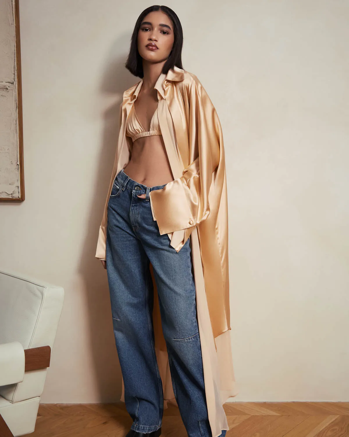 Oma Charmeuse Oversized Blouse