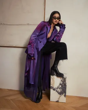 Oma Purple Charmeuse Oversized Blouse