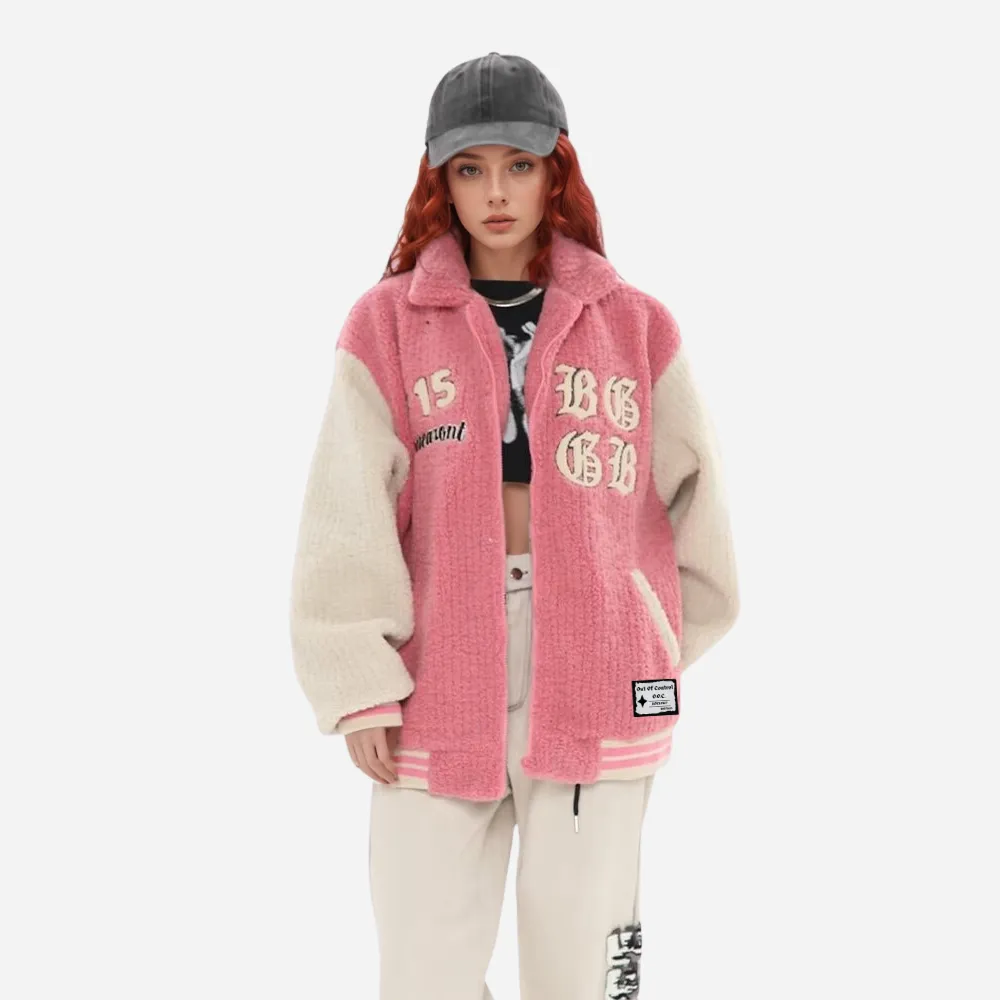 OOC' Vintage Patchwork Sherpa Baseball Coat