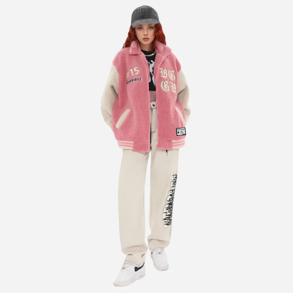 OOC' Vintage Patchwork Sherpa Baseball Coat