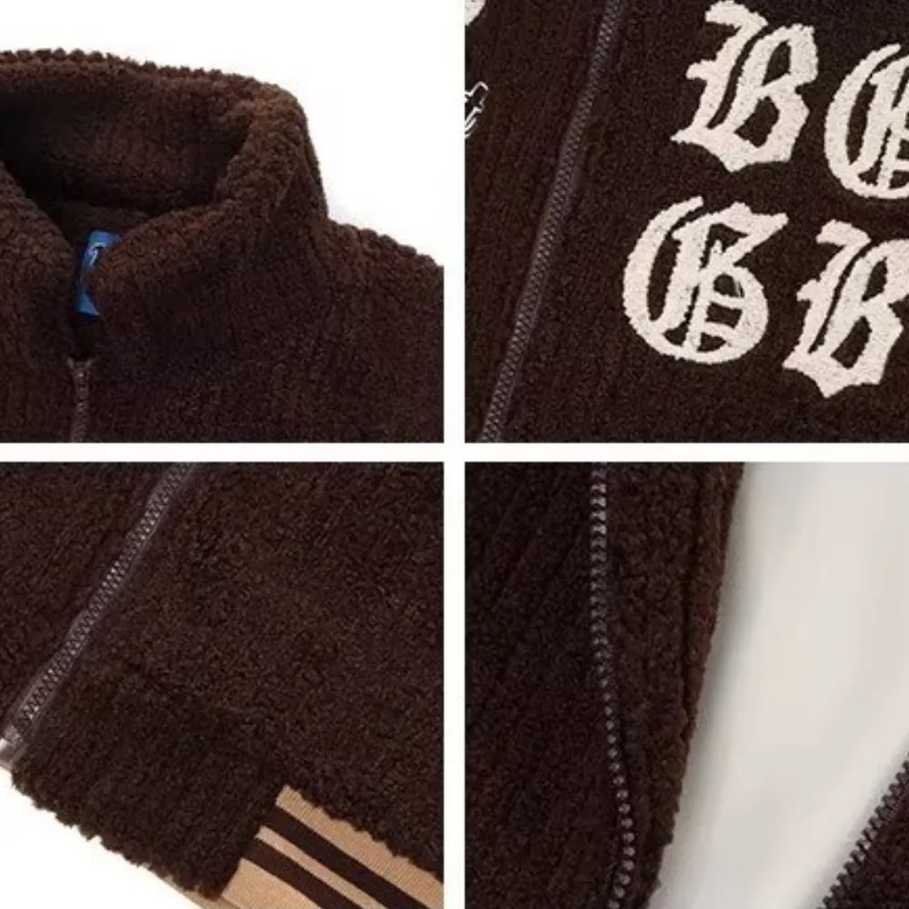 OOC' Vintage Patchwork Sherpa Baseball Coat