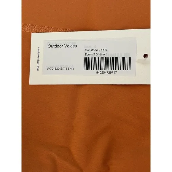 Outdoor Voices Size XXS Orange 3.5&quot; Zoom Athletic Shorts - New