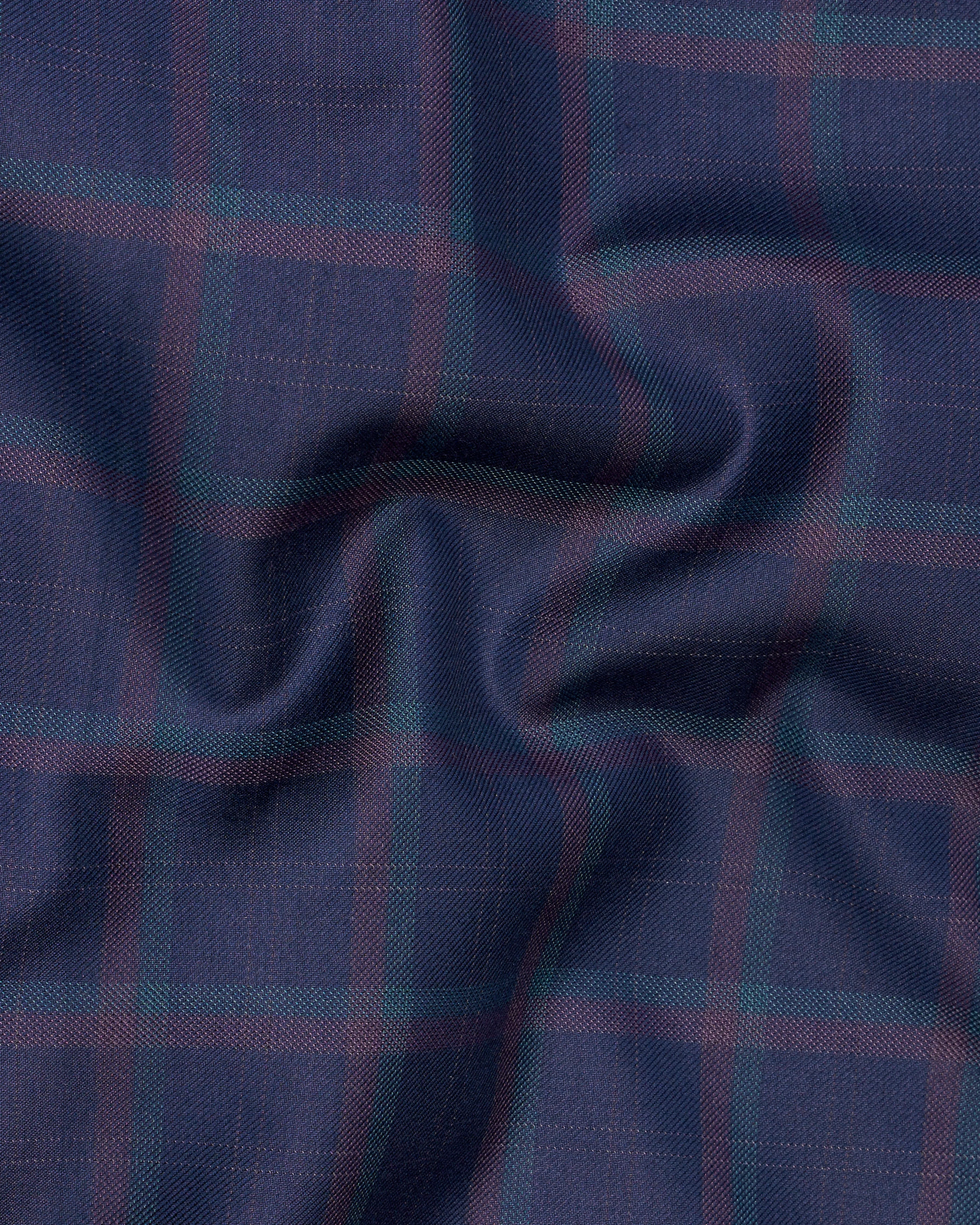 Outer Space Blue Plaid Double Breasted Blazer