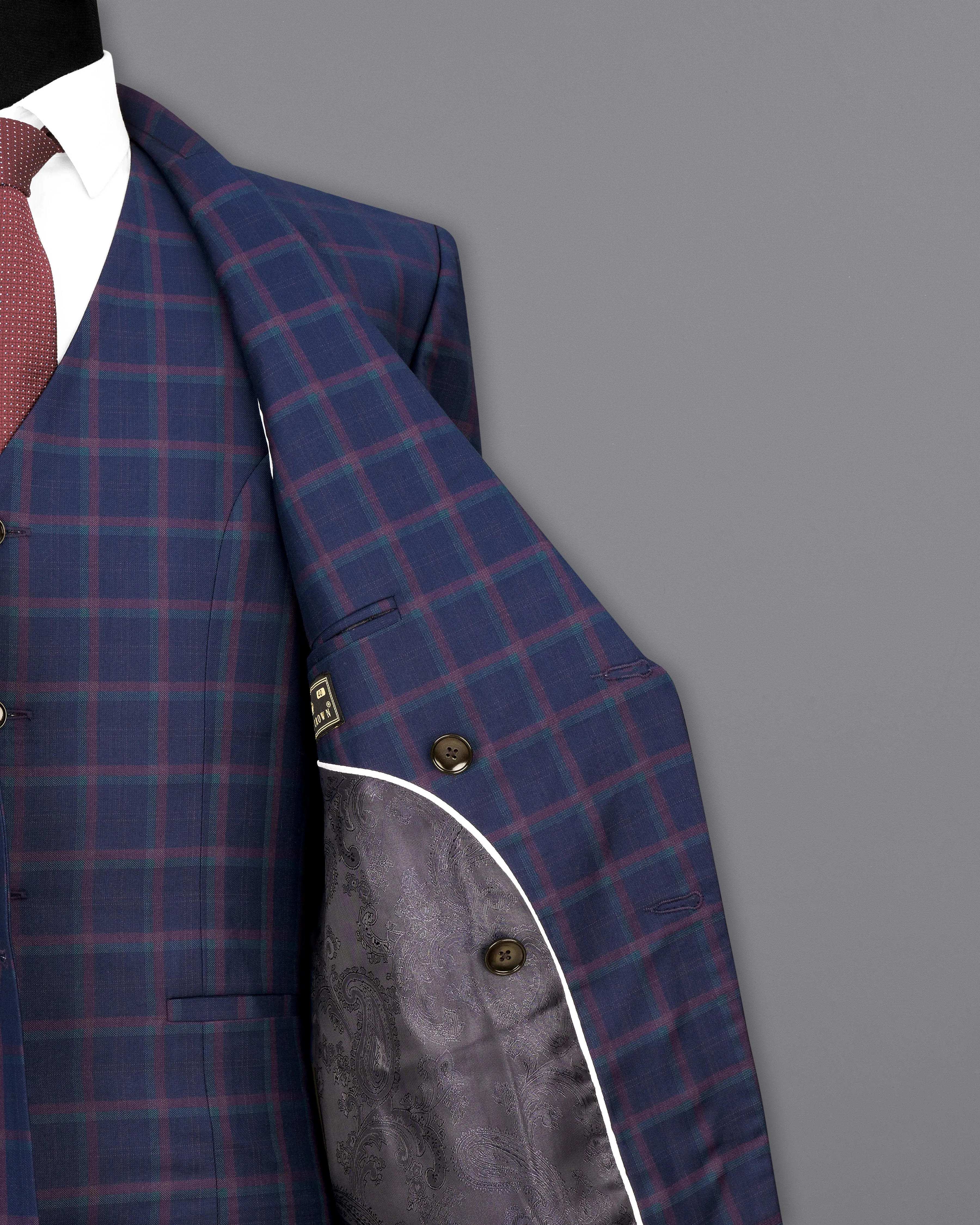 Outer Space Blue Plaid Double Breasted Blazer