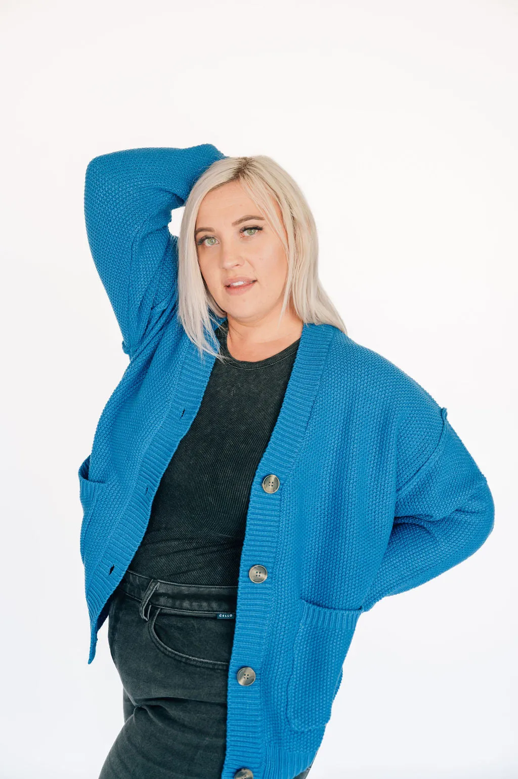 Oversized Knit Cardigan - Royal Blue
