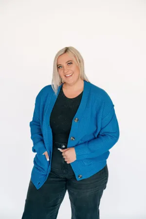 Oversized Knit Cardigan - Royal Blue