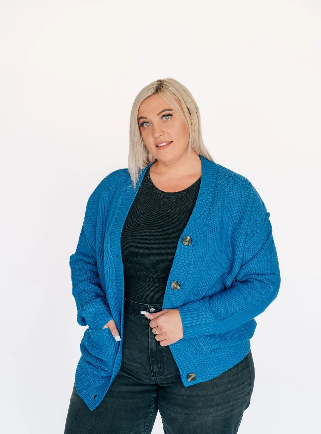 Oversized Knit Cardigan - Royal Blue