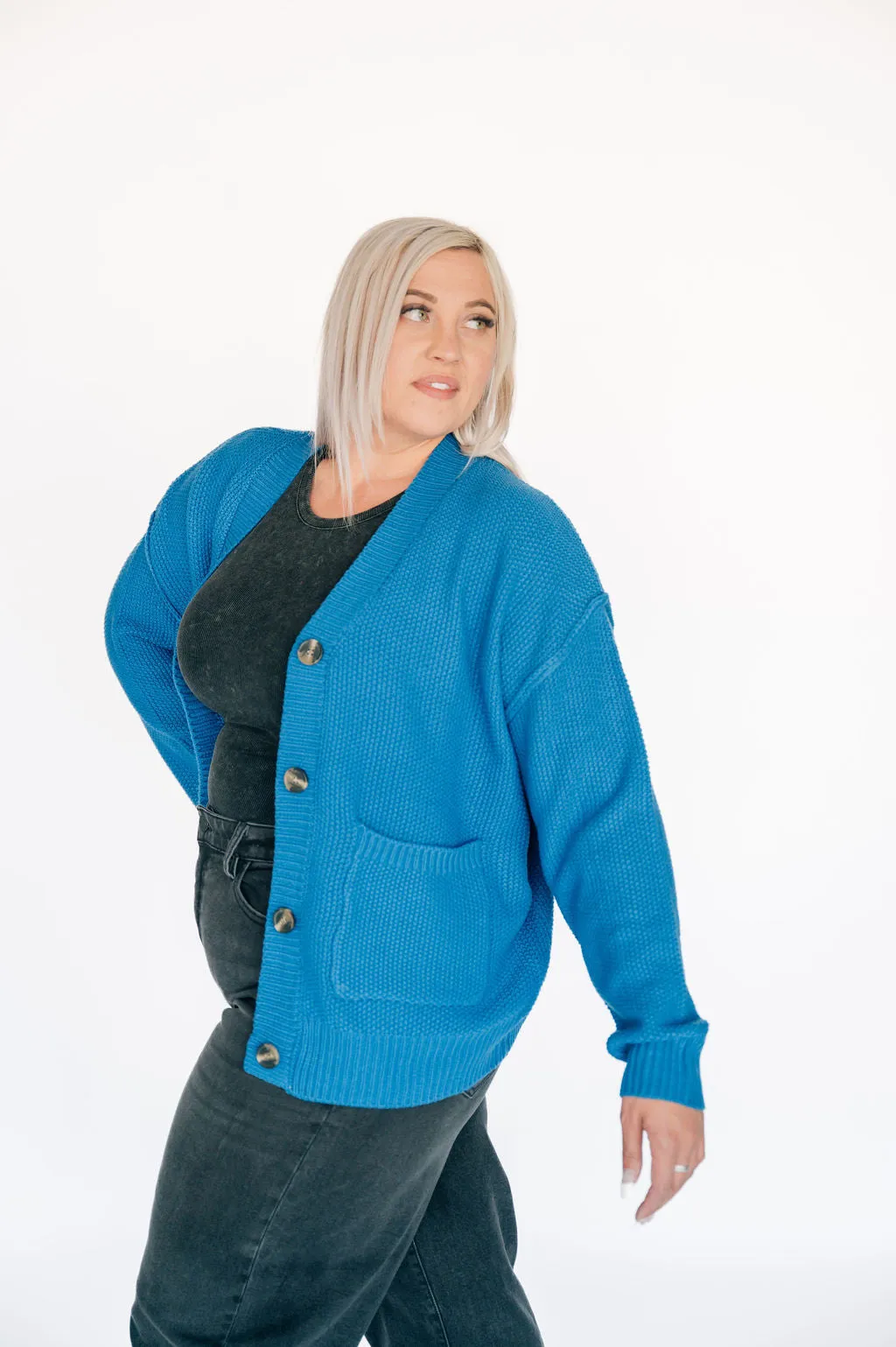 Oversized Knit Cardigan - Royal Blue