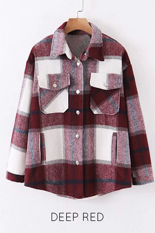 Oversized Plaid Flannel Jacket