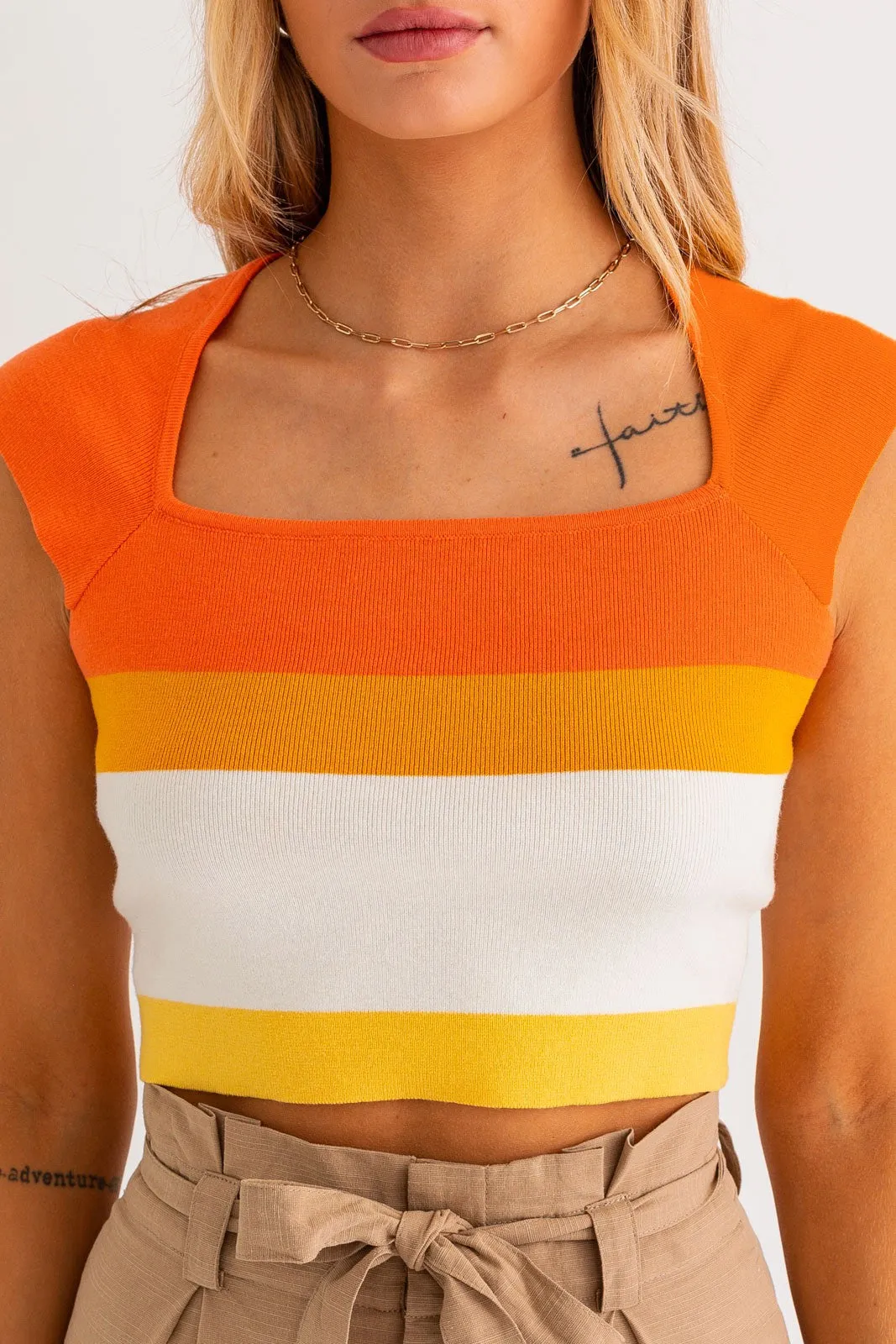 Parker- Color Block Stripe Knit Top