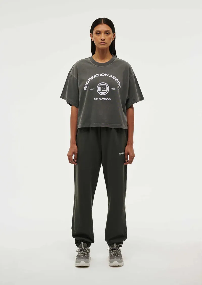 P.E NATION - Throwback Boxy SS Tee - Washed Gunmetal