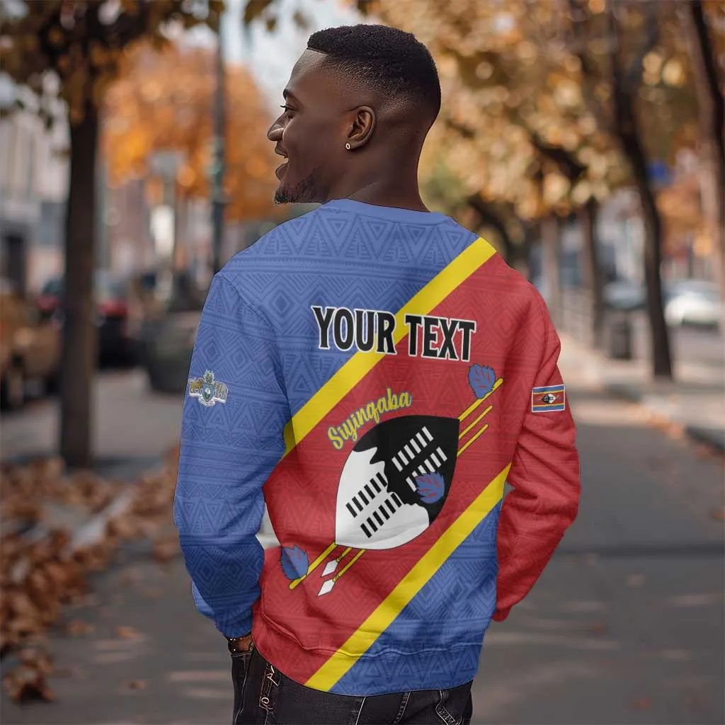 Personalized Happy Swaziland National Flag Day Sweatshirt Nguni Shield Flag Style - African Pattern LT15
