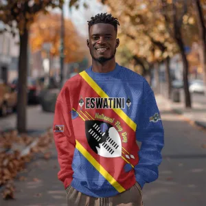 Personalized Happy Swaziland National Flag Day Sweatshirt Nguni Shield Flag Style - African Pattern LT15