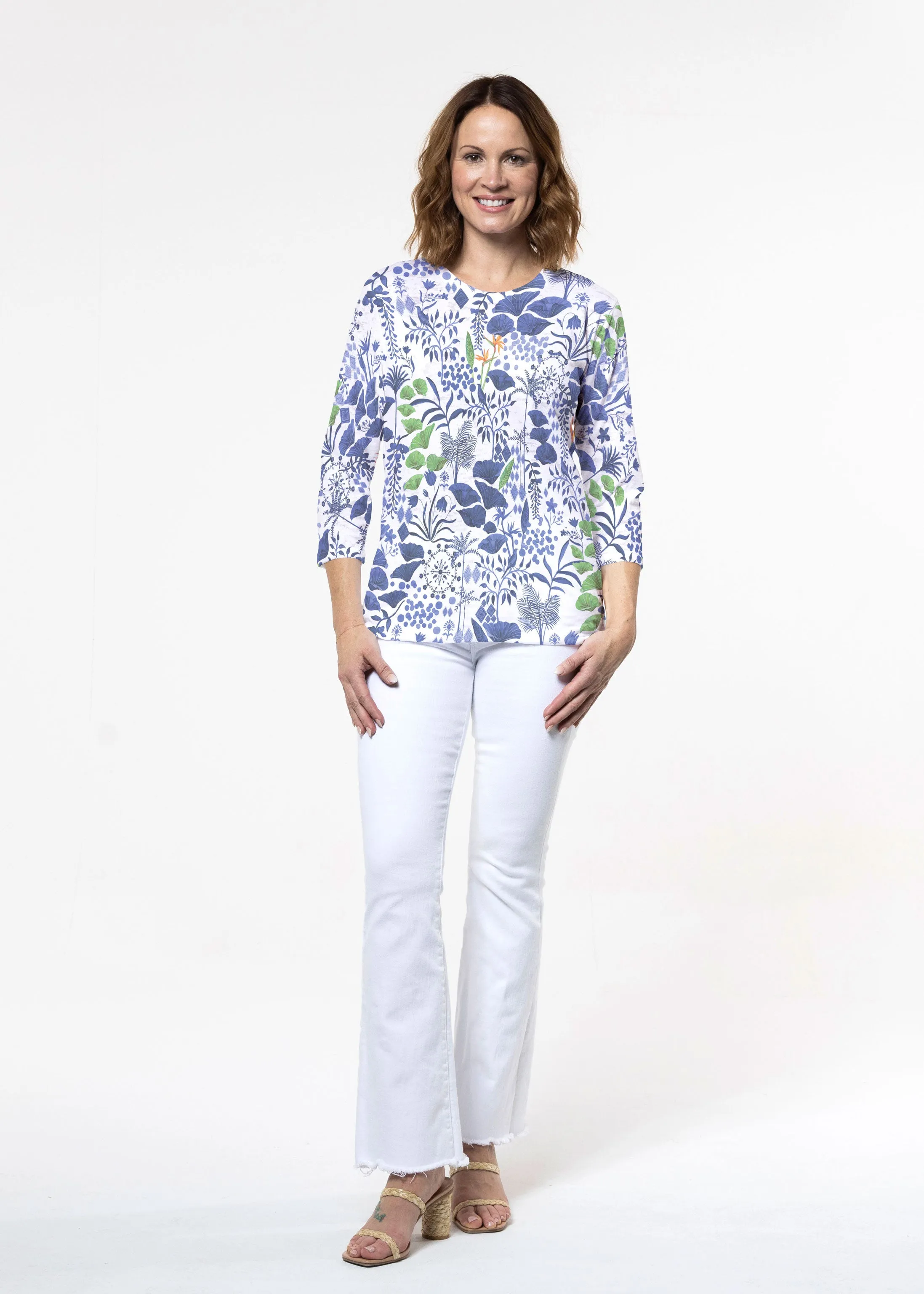 Petals (8141) ~ Signature 3/4 Sleeve Crew Neck Top