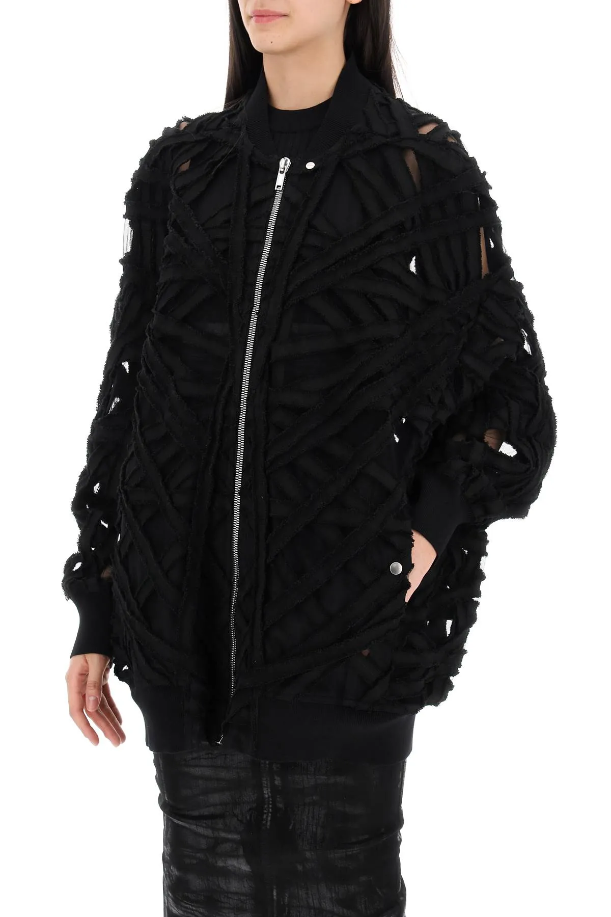 peter flight organza and denim bomber