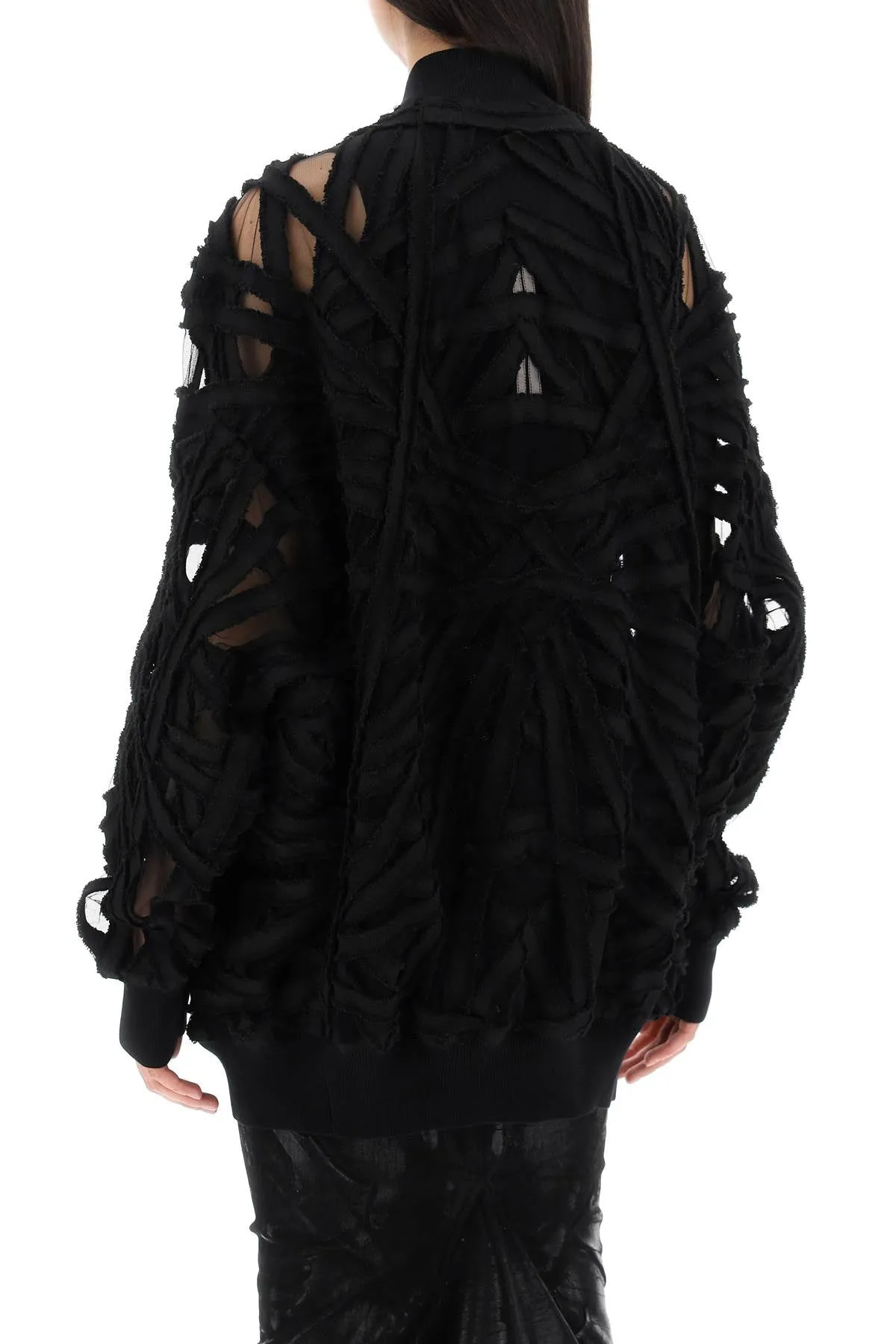 peter flight organza and denim bomber