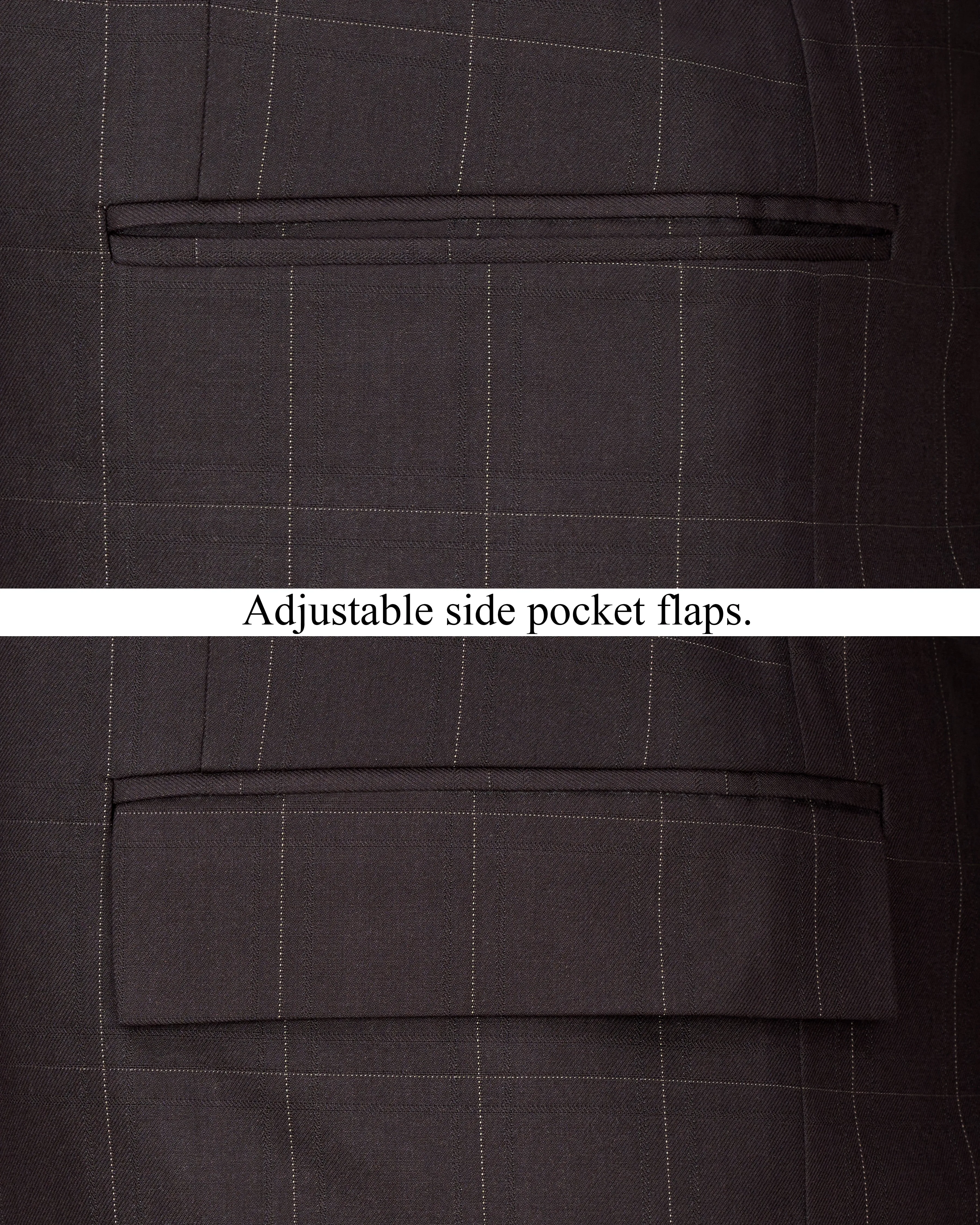 Piano Brown Windowpane Cross Buttoned Bandhgala Blazer