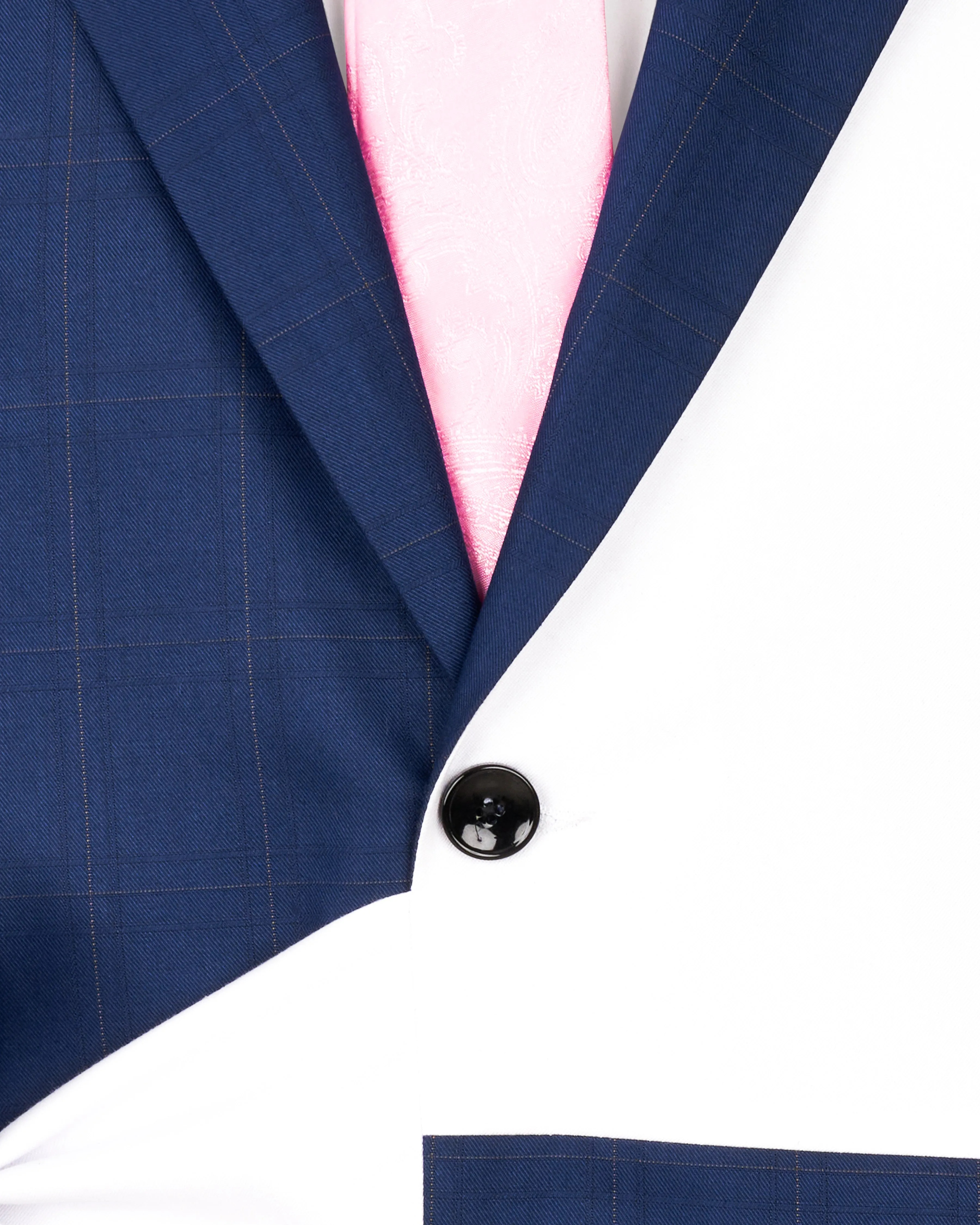 Pickled Blue Windowpane and White Blazer with Knot Closure