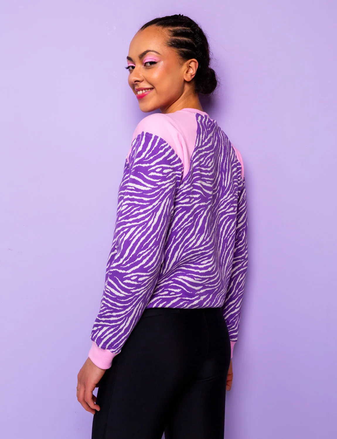 Pink & Lilac Zebra Print Sweatshirt