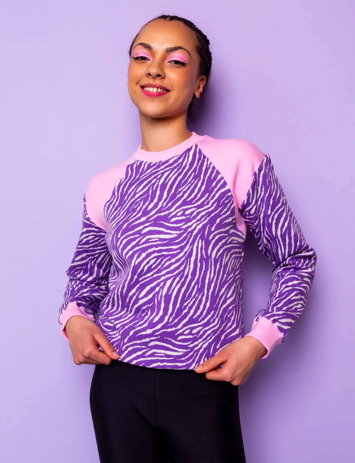 Pink & Lilac Zebra Print Sweatshirt