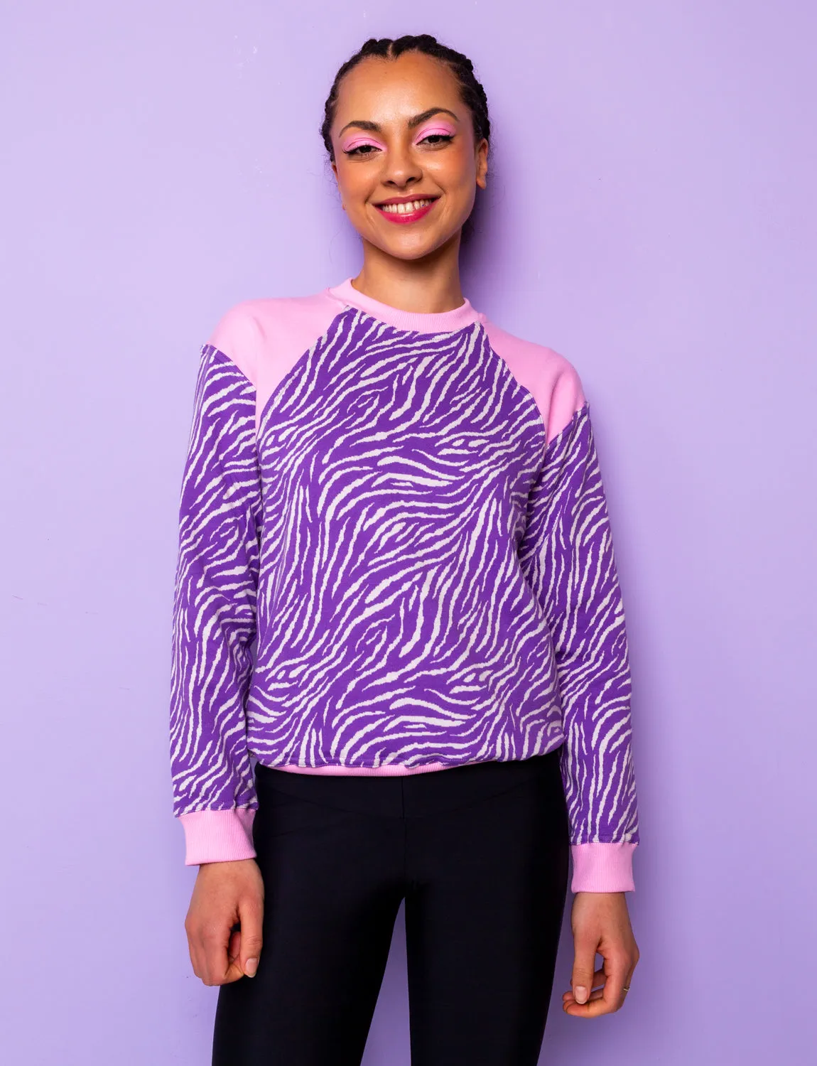 Pink & Lilac Zebra Print Sweatshirt
