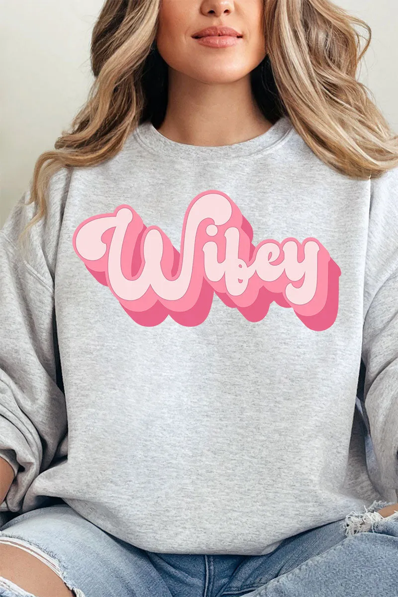 Pink Retro Wifey Unisex NuBlend Crew Sweatshirt