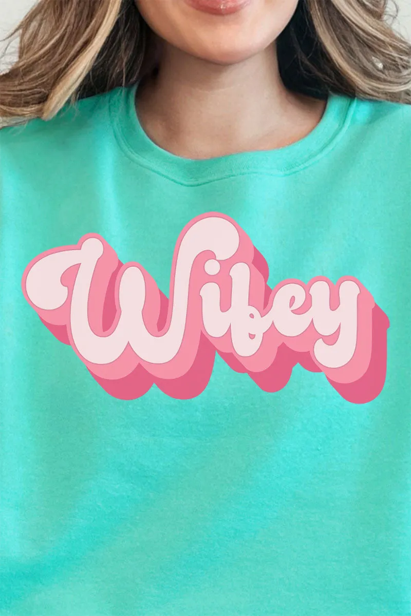 Pink Retro Wifey Unisex NuBlend Crew Sweatshirt