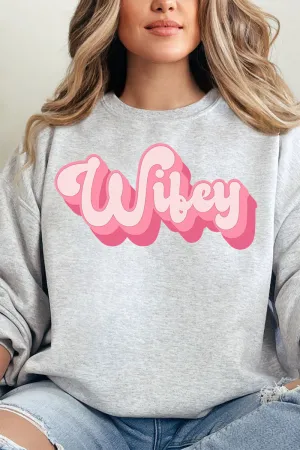Pink Retro Wifey Unisex NuBlend Crew Sweatshirt
