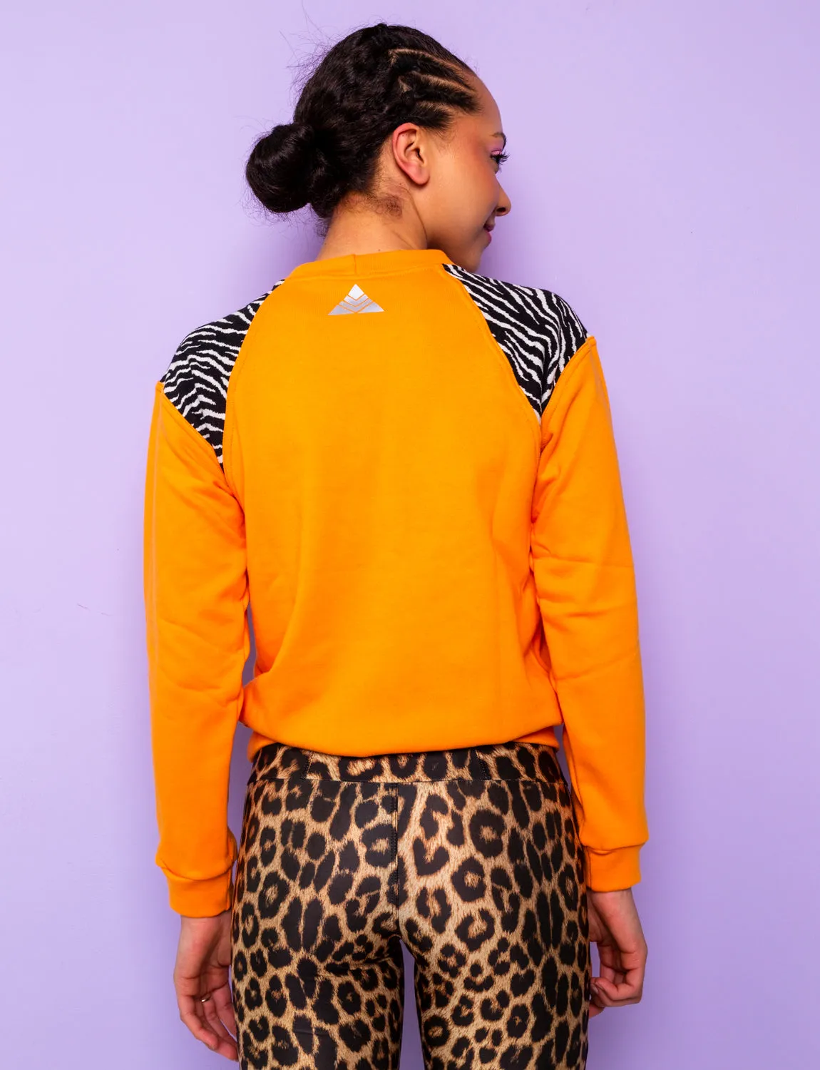 Plain Orange & Zebra Print Sweatshirt