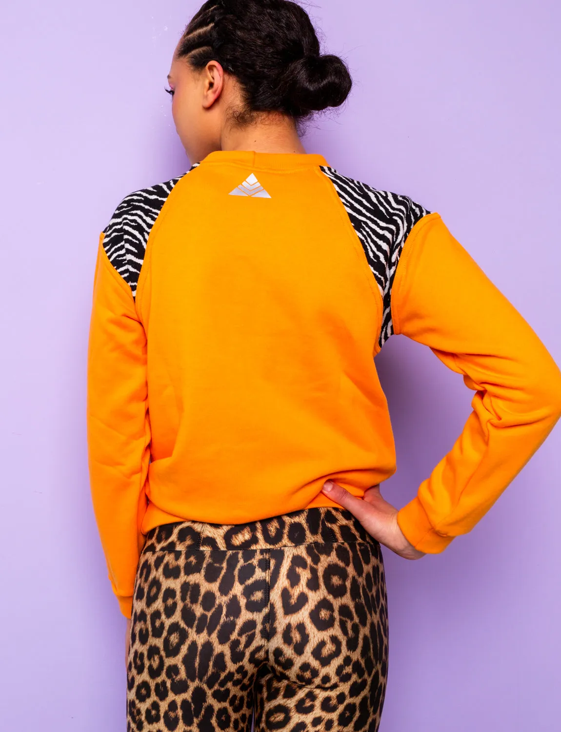 Plain Orange & Zebra Print Sweatshirt