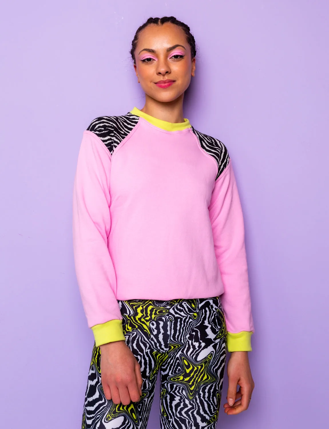 Plain Pink & Black Zebra Print Sweatshirt