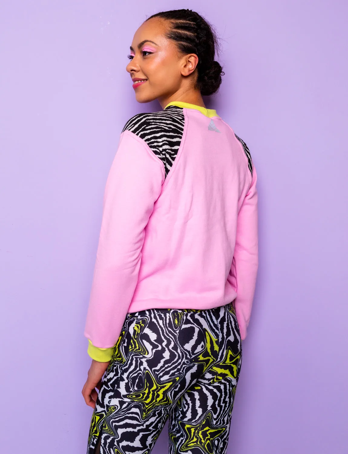 Plain Pink & Black Zebra Print Sweatshirt