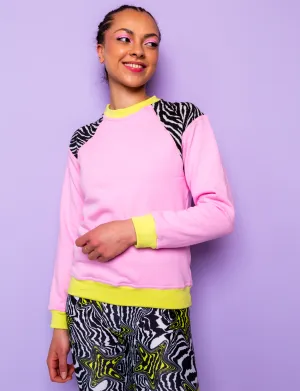 Plain Pink & Black Zebra Print Sweatshirt