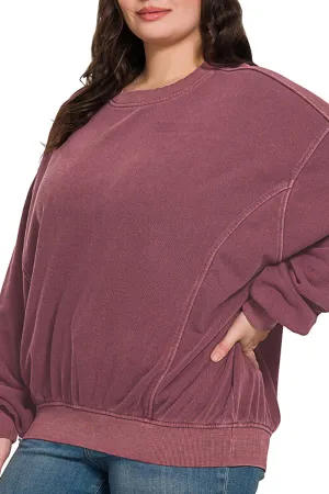 Plus Size Winter Escape Eggplant Fleece Pullover