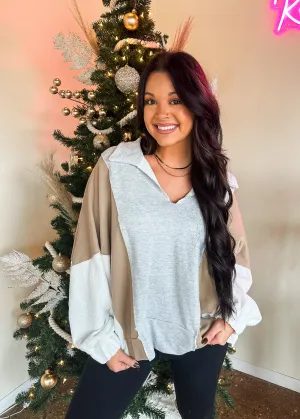 POLAR PULLOVER-GREY & TAUPE