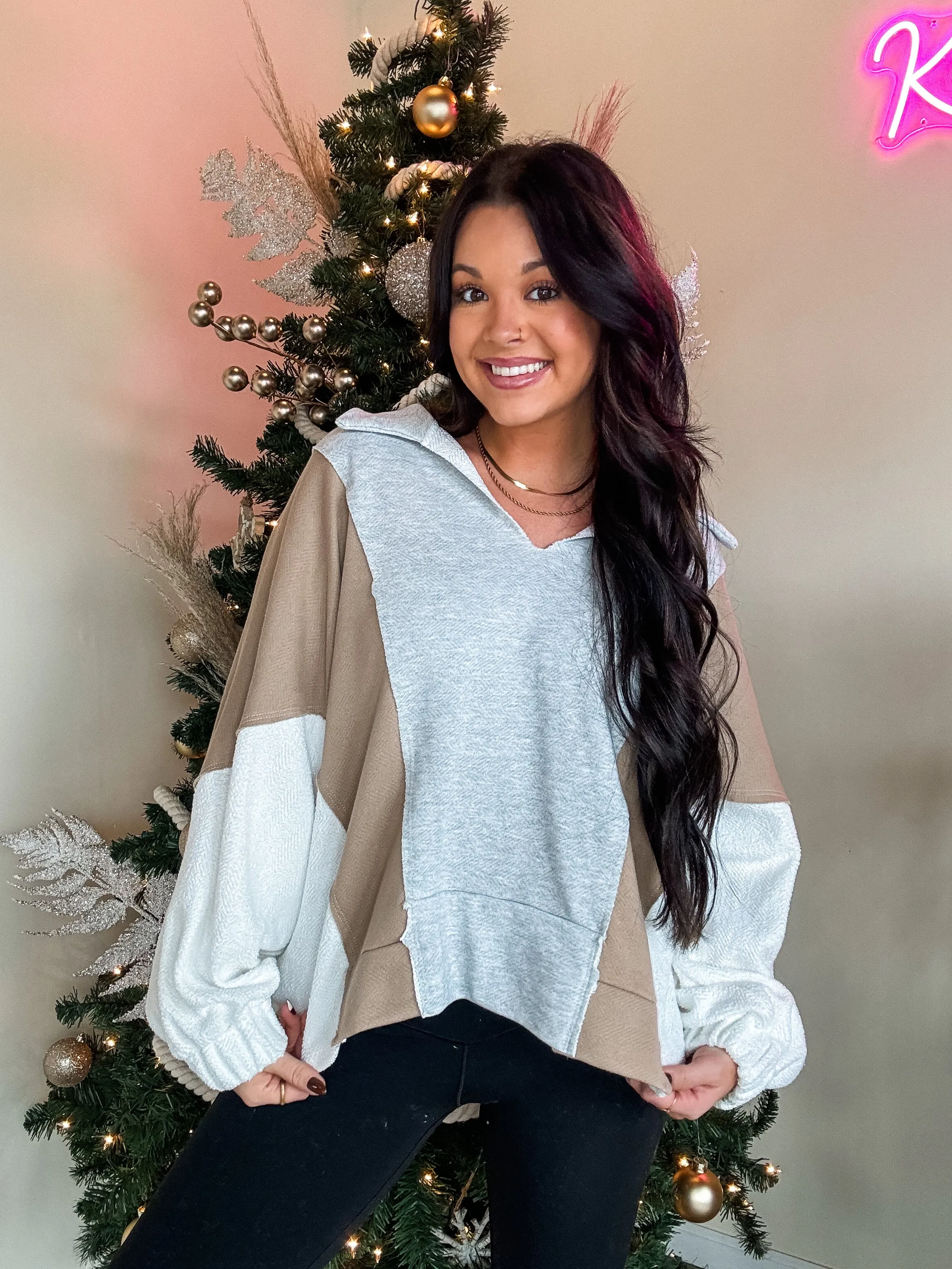 POLAR PULLOVER-GREY & TAUPE