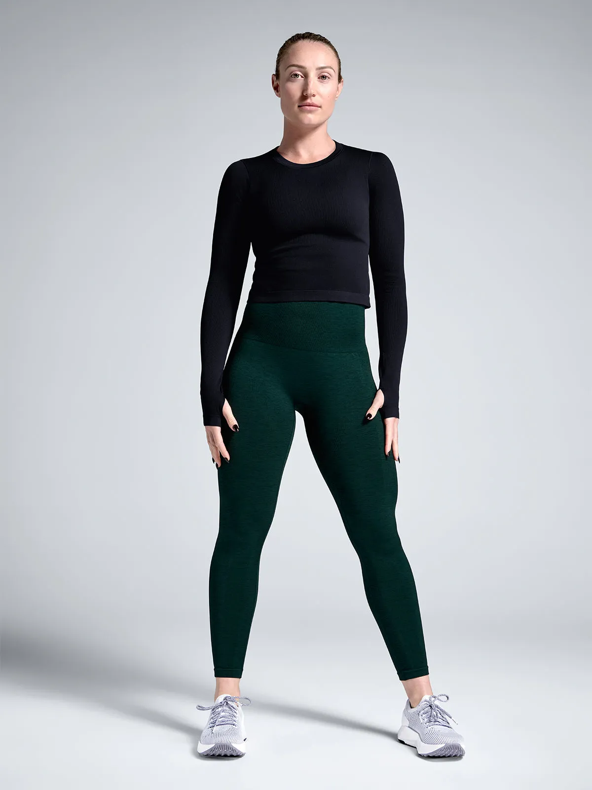 POWER CROP Long Sleeve Top Black