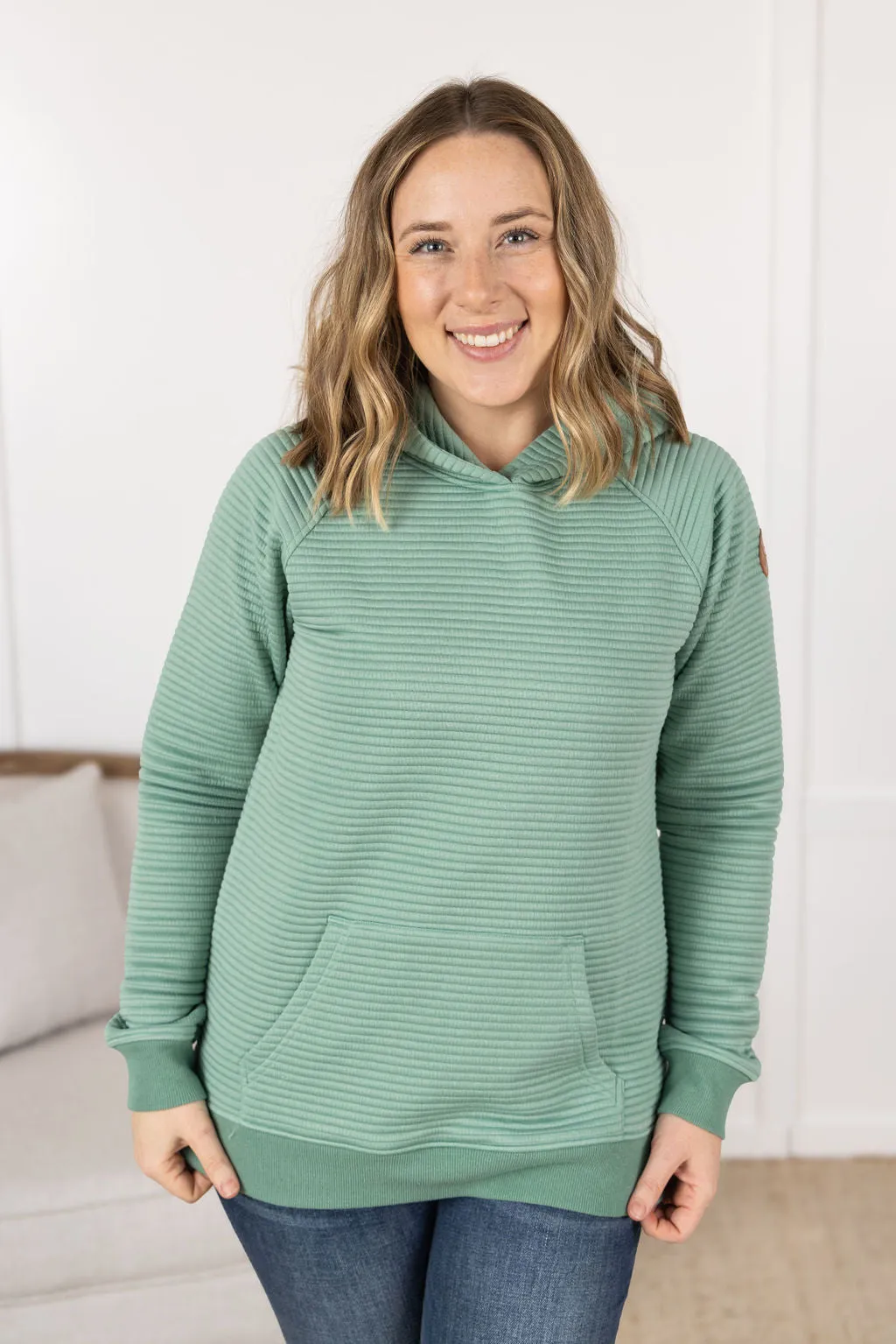 PREBOOK Tatum Textured Pullover Hoodie - Sea Green